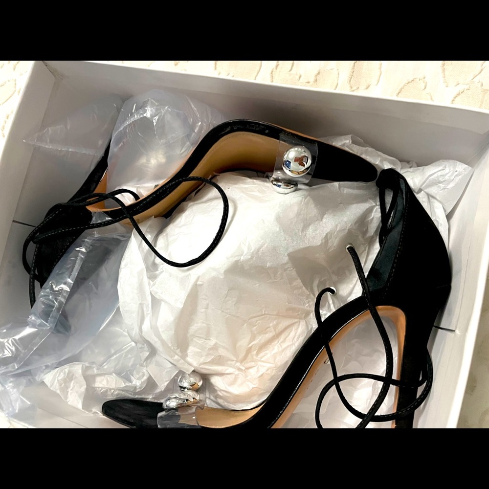 Schutz Studded Black Lace Up High Heeled Sandal